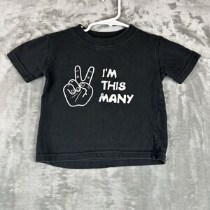Laughing Giraffe T-Shirt Boys 2T Black "I'm This Many" Graphic Print Cotton